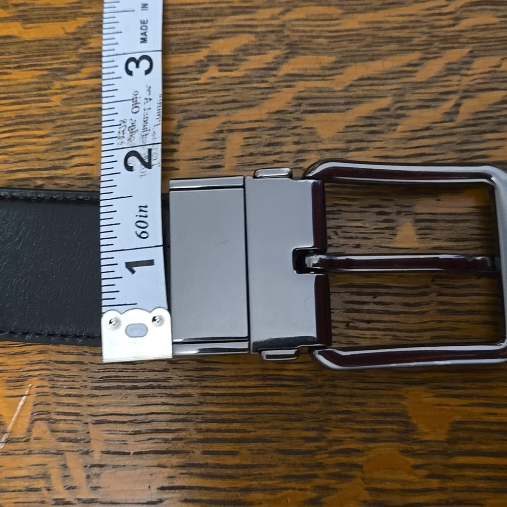COACH HARNESS REVERSIBLE LEATHER BELT LOGO SMOOTH CALF LEATHER BLACK 1.5 IN WIDE - Picture 9 of 12